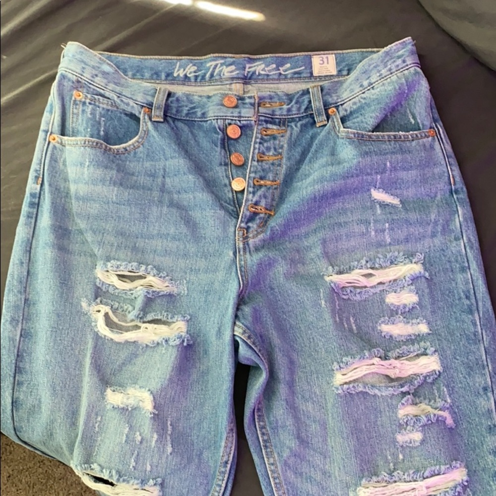 Free People High Rise Ripped Mom Jeans